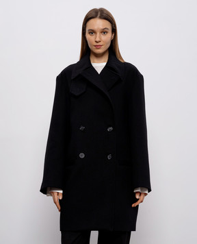Toteme Black double-breasted wool coat 261WRO0272FB0562