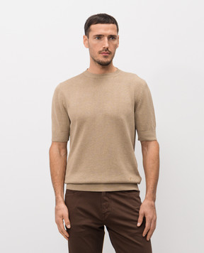ISAIA Beige linen and silk T-shirt MG8362Y0508