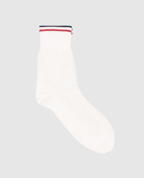 Brunello Cucinelli White socks with an openwork pattern and contrasting stripes MCSCO9109