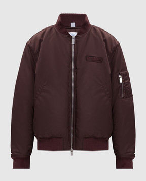 Off-White Burgundy bomber jacket with logo patch 2FG00660T