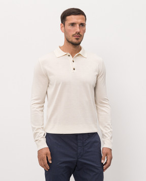 ISAIA Beige wool, silk and cashmere polo shirt MG8087Y0374