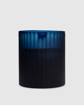 Onno Royal Blue L candle with Ginger Fig scent in a glass candle holder ON282G