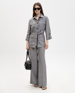 Peserico Grey linen trousers with brand patch P0433502629