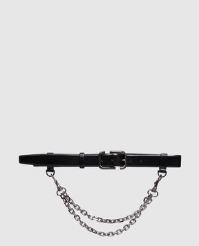 The Attico Black leather belt with chain 260WKE00031LBT019AA