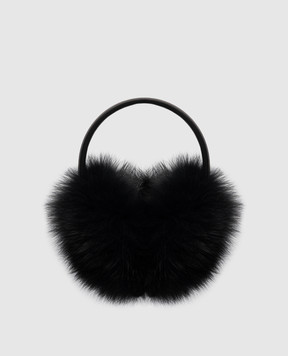 Yves Salomon Black fox fur headphones 23WAA124XXRDXX