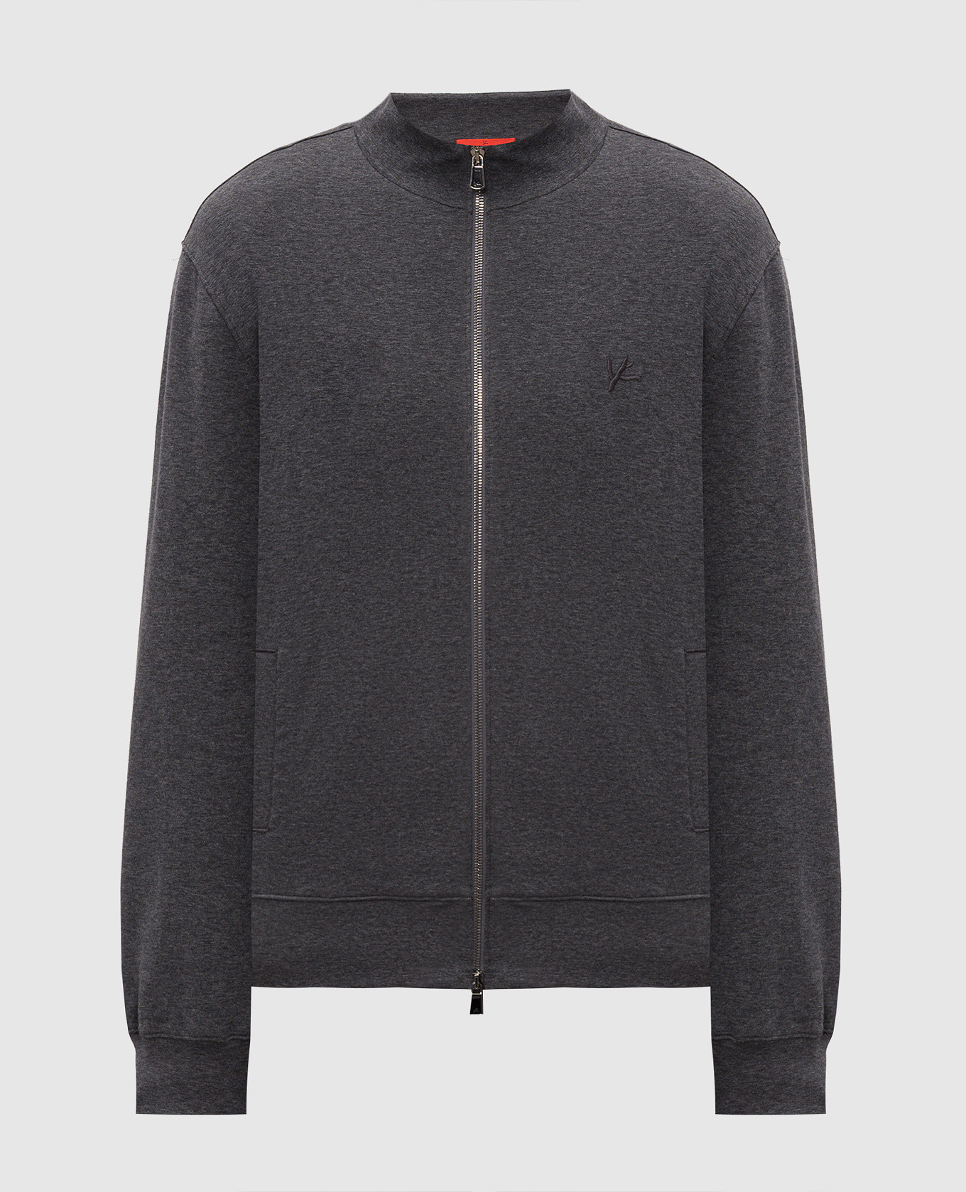 Grey sports jacket with embroidered emblem