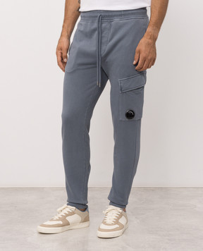 C.P. Company Blue joggers with logo patch MSP720A006372R