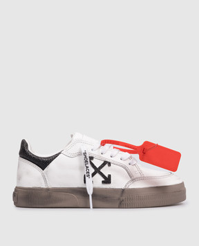 Off-White White Vulc Low Leather Sneakers with Vintage Effect OWIA288S26LEA002