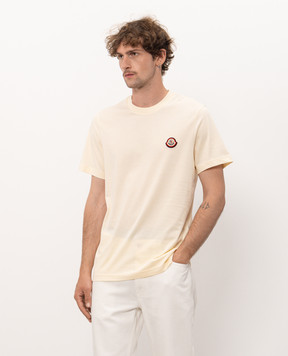 Moncler Yellow T-shirt with logo patch L20918C0004589B8Y