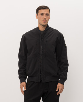 Stone Island Black bomber jacket with logo patch L2S15Q100006S0B22