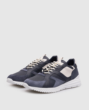 Stefano Ricci Blue leather sneakers with monogram UV689G6676WYSDP