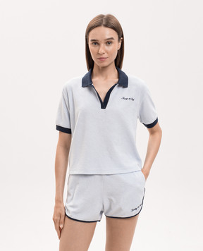 Sporty & Rich Blue Terry Polo with Embroidered Logo TO04275326BL143