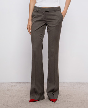 The Attico Brown flared pants with wool 261WCP00307WWV002AA