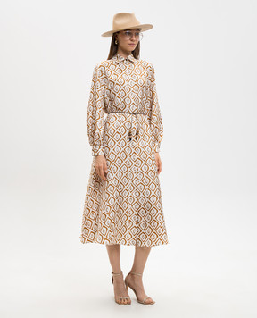Max Mara White printed silk shirt dress with belt MXMGIARA