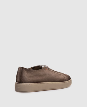 Santoni Brown suede sneakers with a degraded effect MBCD21571TARCAOL