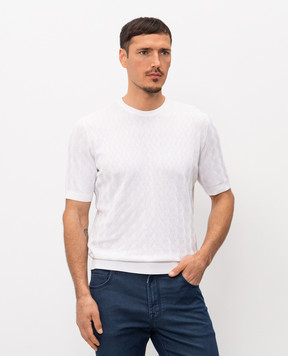 Stefano Ricci White T-shirt with patterned silk K818106G10F26172