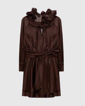 Twinset Brown mini dress with ruffles 261AP2181