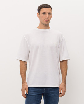 Stefano Ricci Ivory wool T-shirt with embroidered emblem MNH6305620WPA02T