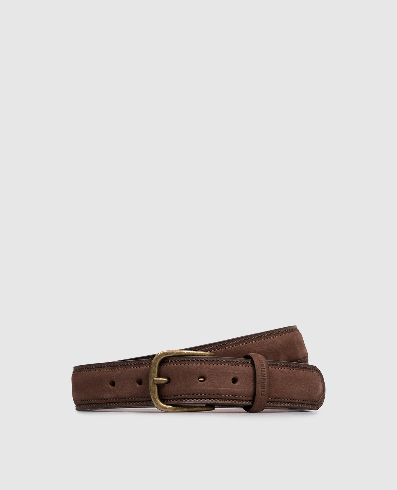 Brown suede belt with embossed logo