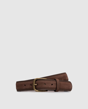 Florentino Brown suede belt with embossed logo 126200610150