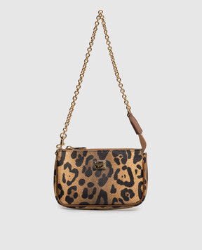 Dolce&Gabbana Children's brown leather bag in animal print with logo EB0268A0239