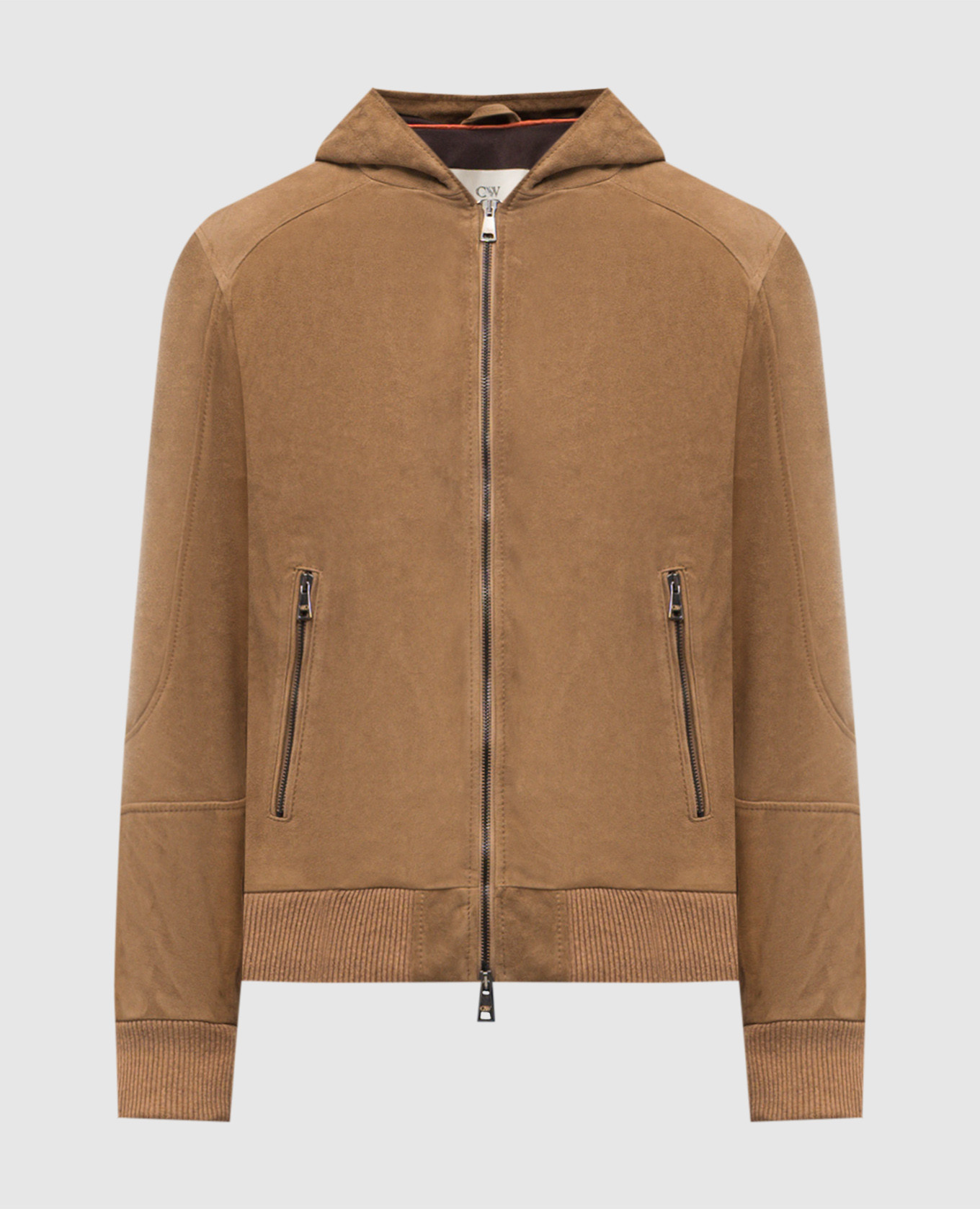 Brown suede jacket with hood