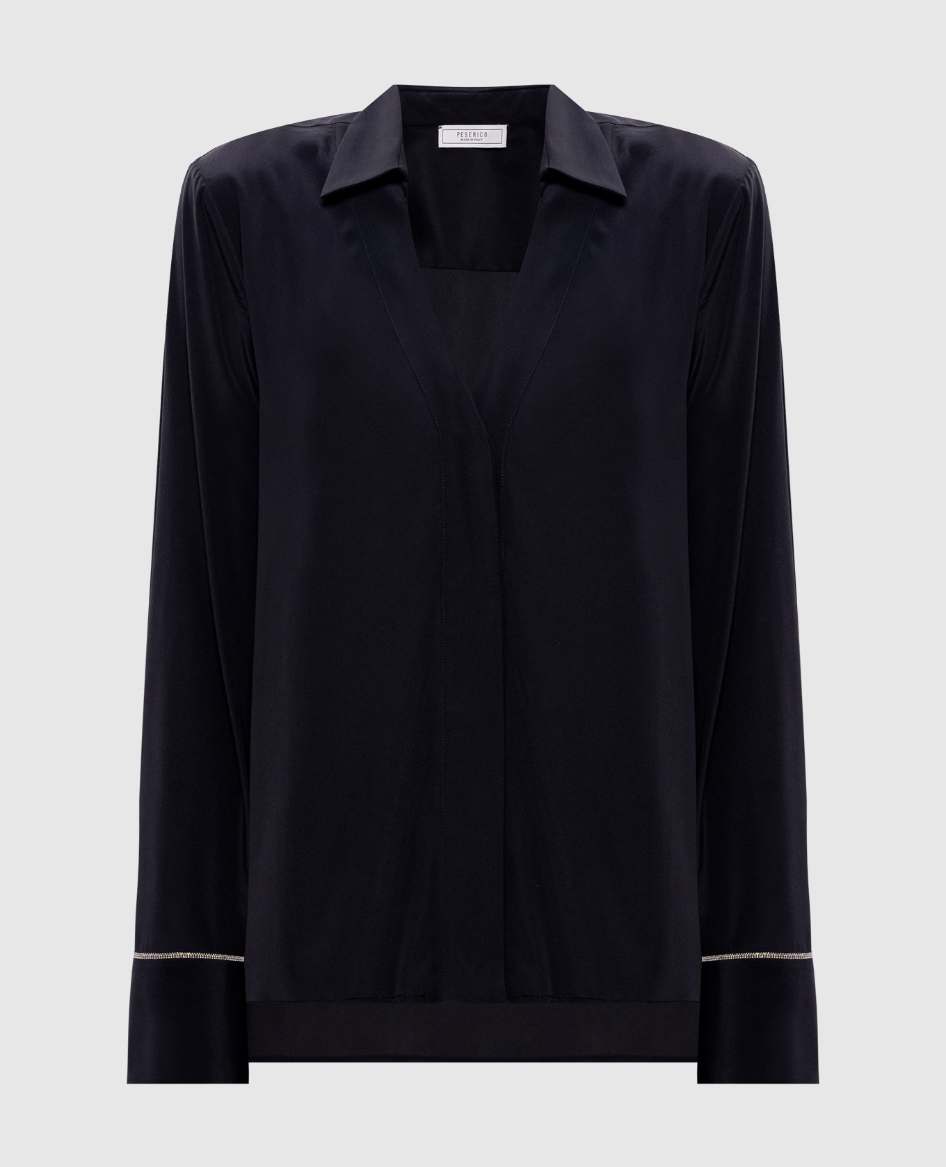 Blue silk blouse with monil chain Peserico