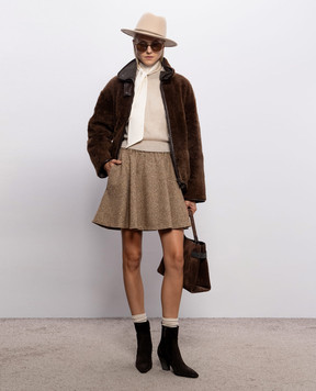 Brunello Cucinelli Beige knitted top with wool MBG775530