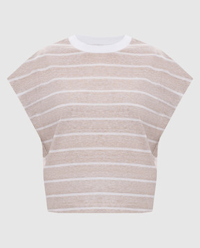 Peserico Beige striped linen top S06416J003028