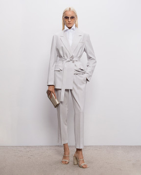 Peserico Gray wool pants with monil chain A0457203472