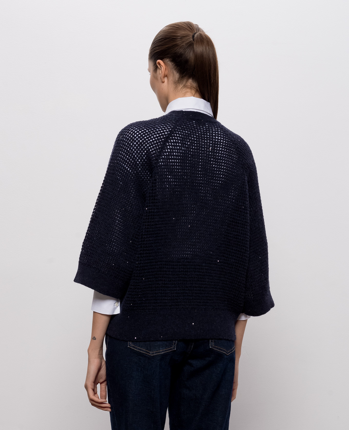 Blue short-sleeved alpaca sweater Peserico 4