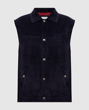Brunello Cucinelli Blue suede vest MPCLF2032