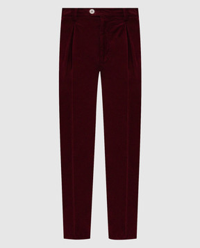 Brunello Cucinelli Burgundy corduroy pants with patch M279D3030F