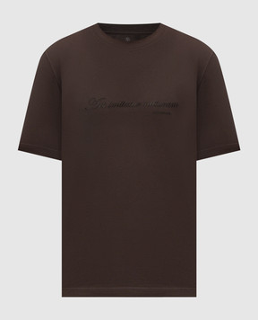 Brunello Cucinelli Dark brown T-shirt with embroidered inscription M0B138518