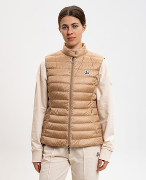 Moncler Beige down vest with patch L10931A00087597YF