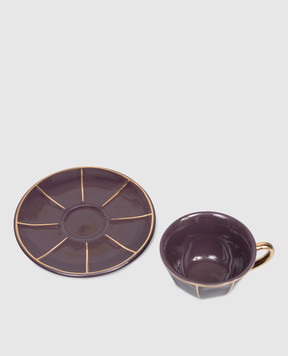 Bitossi Home Purple porcelain coffee cup with saucer FTB00514