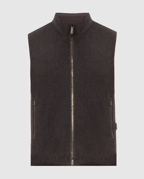 MooRER Brown reversible FALIERI down vest with wool and cashmere FALIERILS9