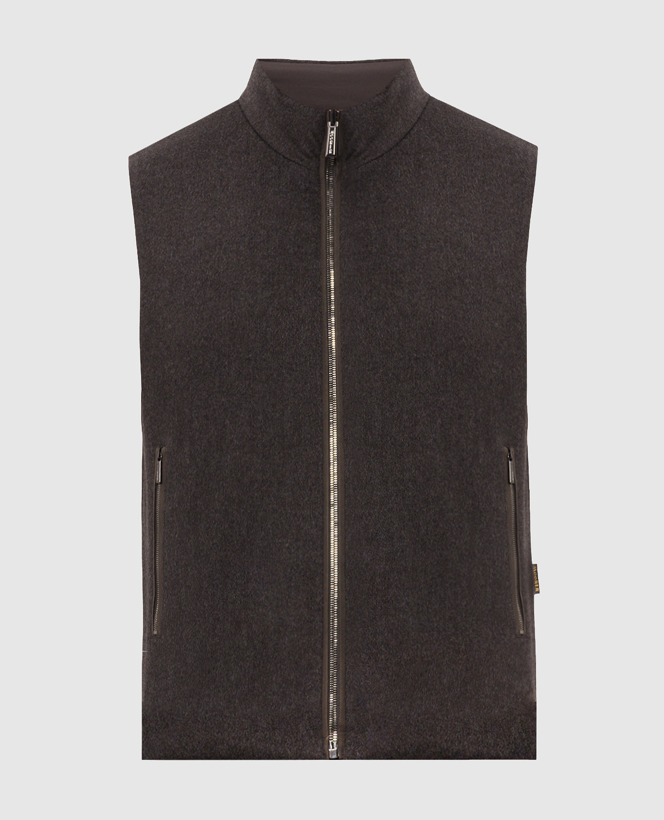 Brown reversible FALIERI down vest with wool and cashmere