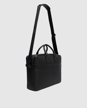 Serapian Black leather briefcase with monogram embossing SRSTSMLL596940FCG2