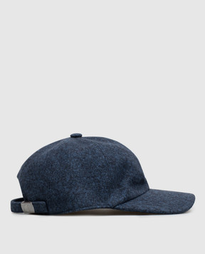 CAPOBIANCO Blue cap with wool 21MC1FS00