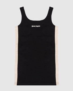 Palm Angels Children's black dress with branded stripes PGCM009S26FLE001