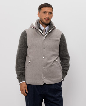Brunello Cucinelli Grey wool down vest MM4701775