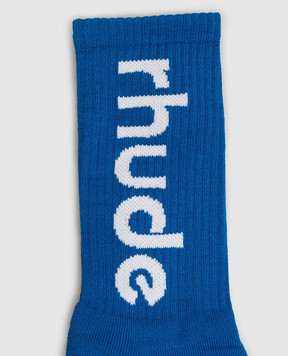Rhude Blue socks with logo RHFW26SO04884