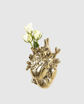 SELETTI Golden porcelain vase Love in Bloom 09921