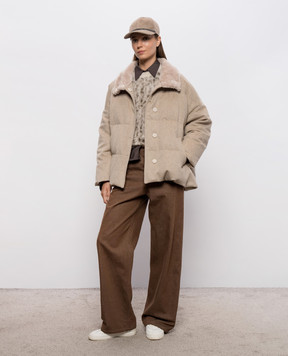 Simonetta Ravizza Rumy beige wool down jacket F06JA433T1H39