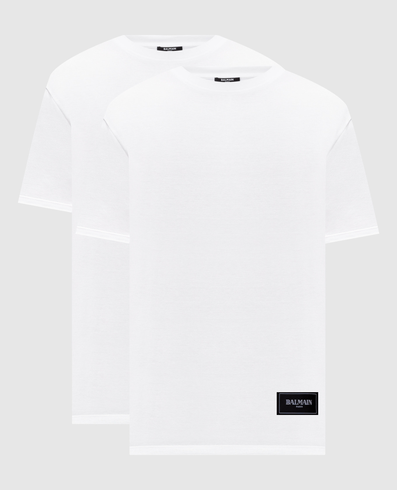 Set of white T-shirts with logo patch
