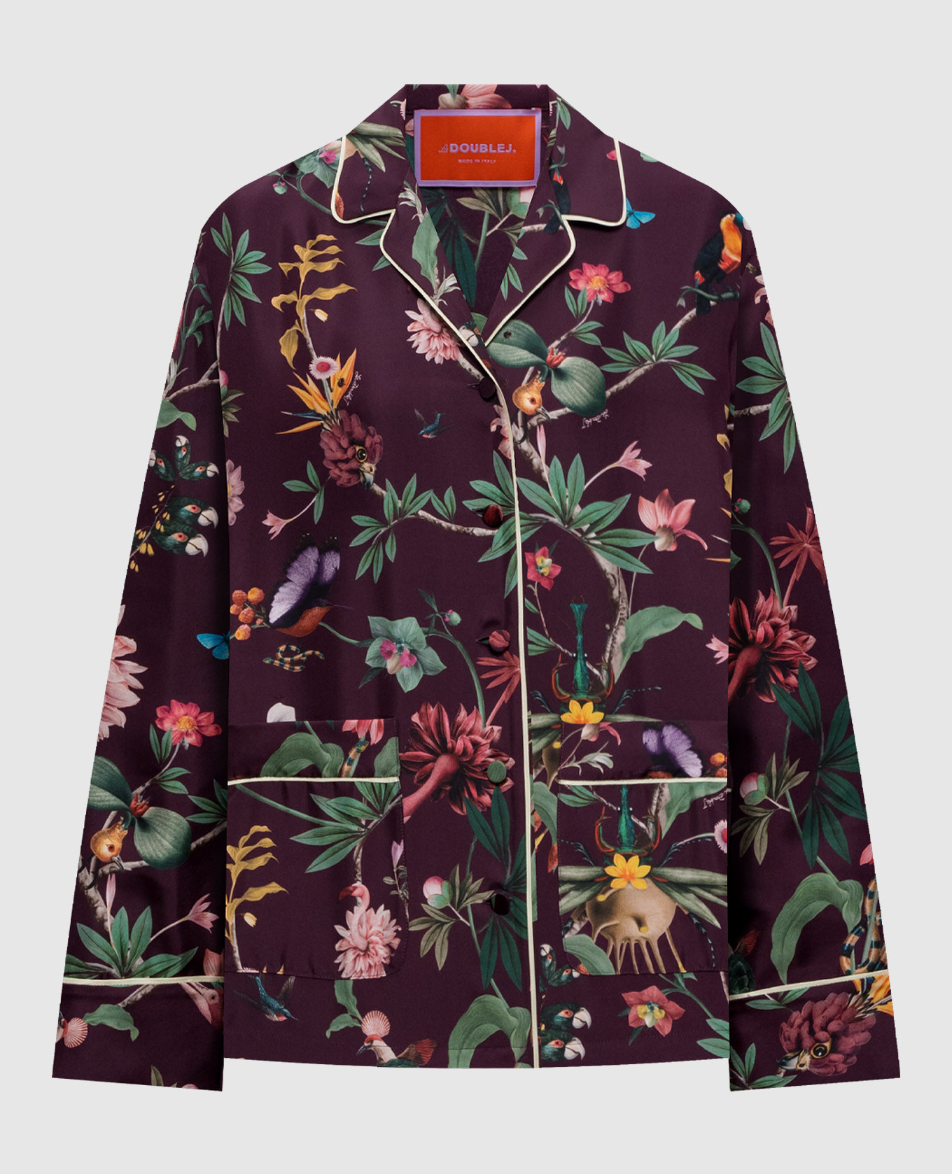 

Burgundy silk pajama-style blouse La DoubleJ