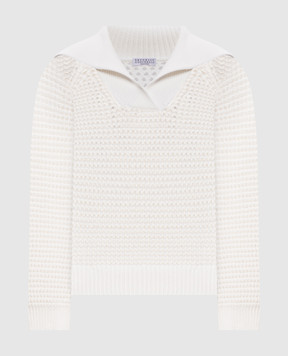 Brunello Cucinelli White openwork sweater M89302602