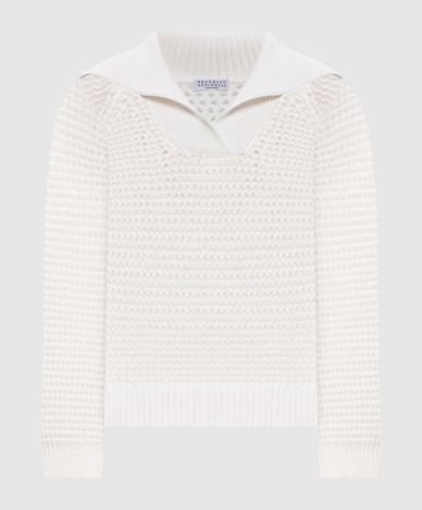 White openwork sweater
