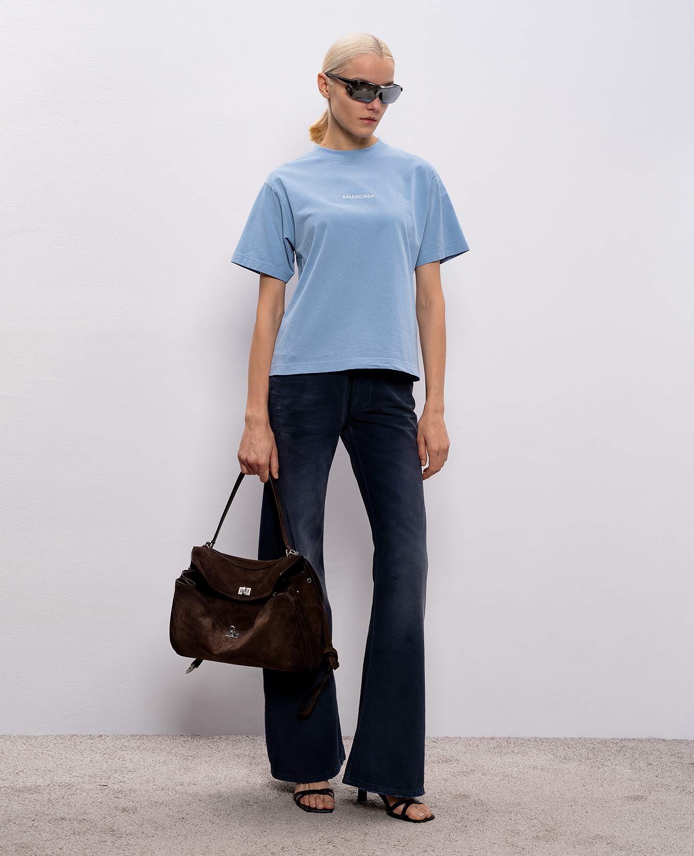 

Blue Back T-shirt with logo Balenciaga, Light blue